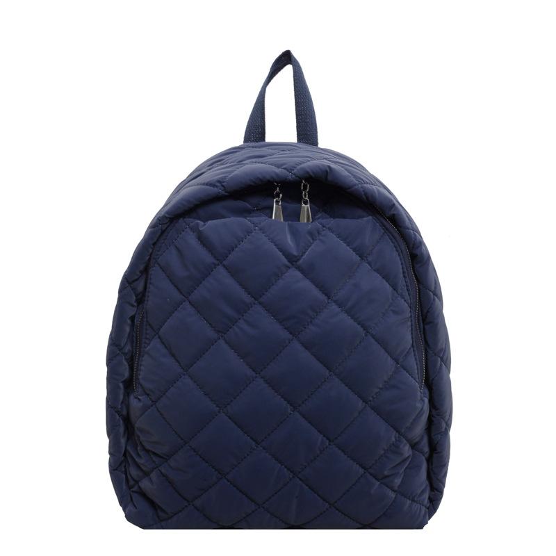 Fashion Cotton Clothes Bag Autumn and Winter New Large-capacity Casual Simple Schoolbag Rhombus Embroidery Thread Backpack