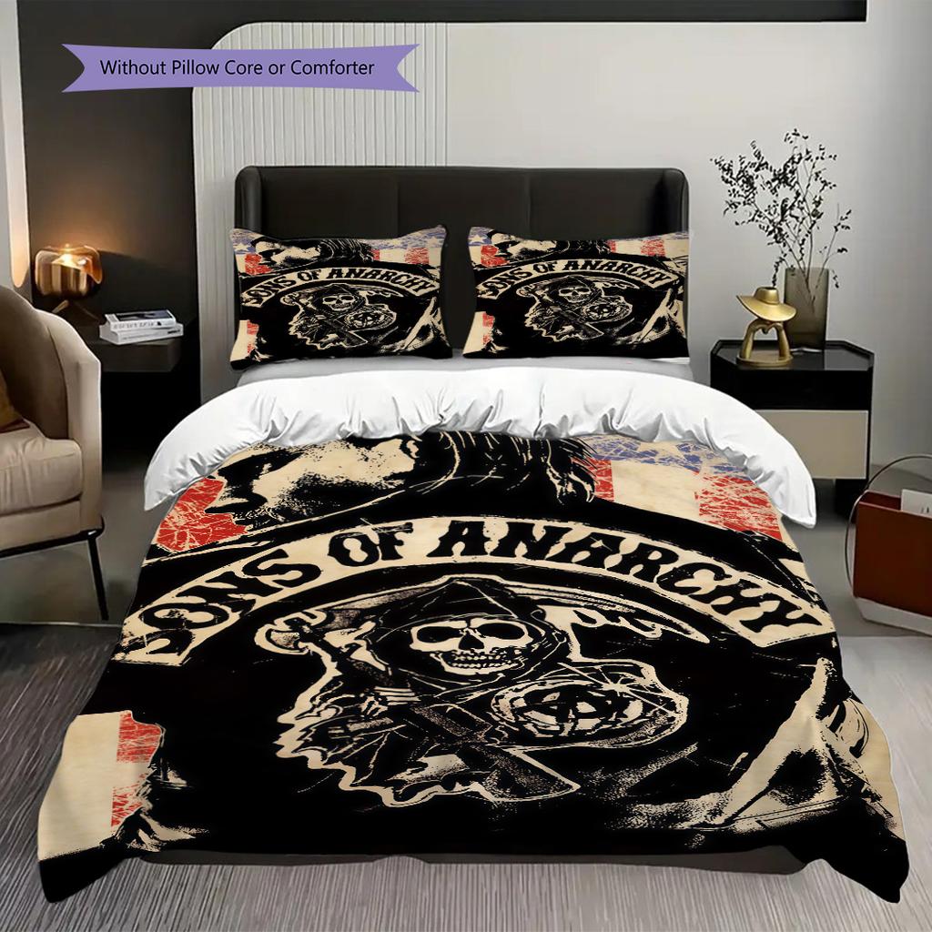 Skull Warrior Set Bedding 1 Duvet Cover 2 Pillowcase Without Core Soft And Comfortable Christmas Birthday Gift Bedding Set Bedding
