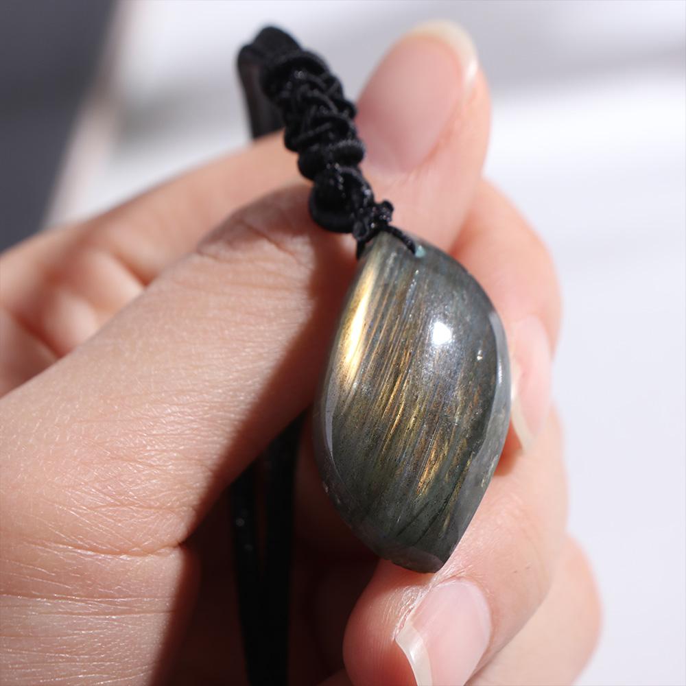 Геометрическая форма Кристалл Лабрадорит Подвеска Необработанный камень Полировка Натуральный учебный камень День рождения