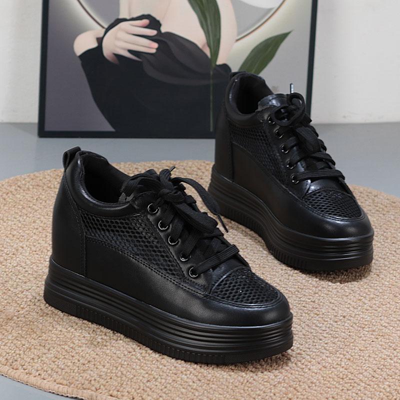 Мода 7 см Женские Белые Кроссовки Обувь на Платформе Женские Туфли-Лодочки Осенние Теннисные Туфли Летние Туфли на Каблуке Обувь с Увеличением Высоты