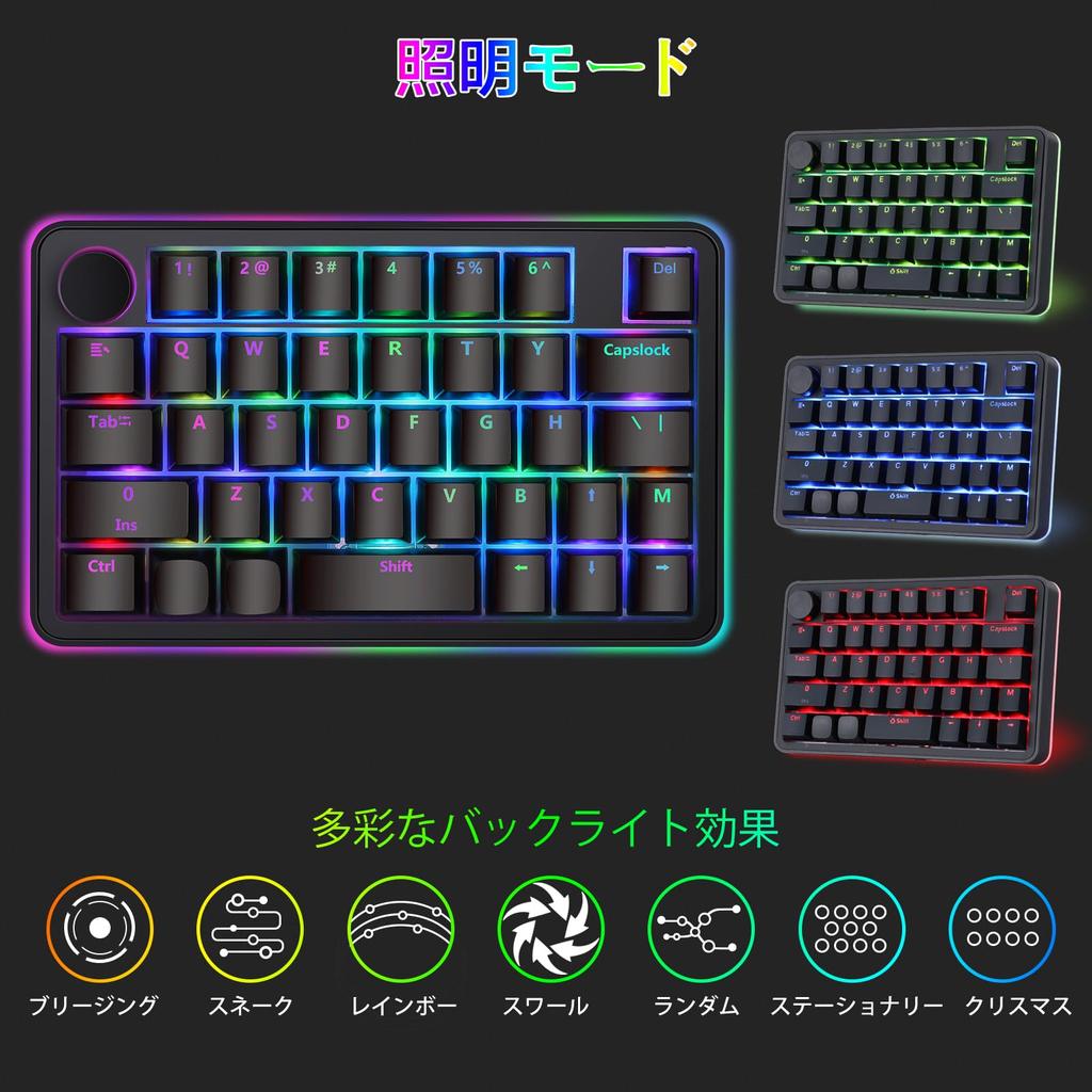 Koolertron Macro Gaming Mechanical Latest Rotary RGB 39 Gaming Blue Mini Shortcut Small Suitable for Video and Drawing One-handed Keyboard, Keyboard,