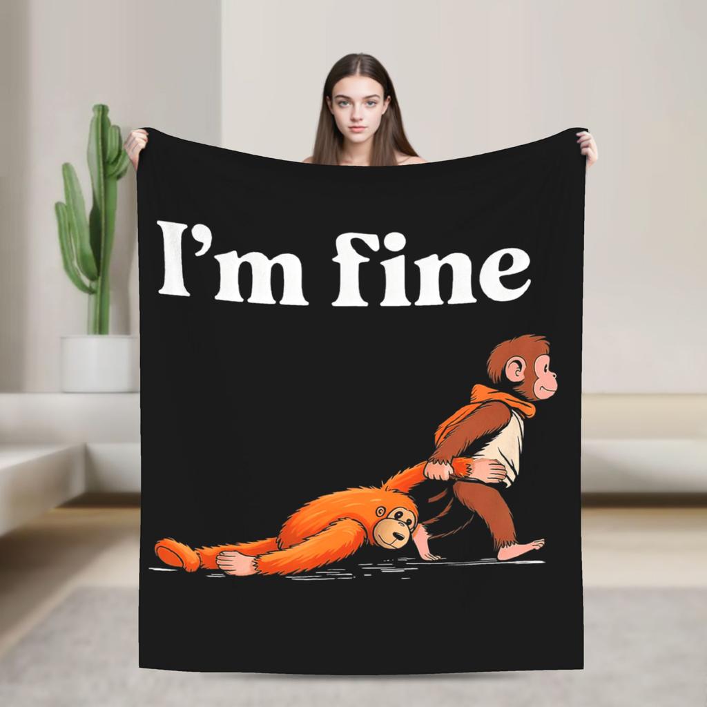 Monkey Punch Meme Im Fine Blanket Quality Warm Soft Throw Blanket Winter Camping Home Decor Casual Bedspread