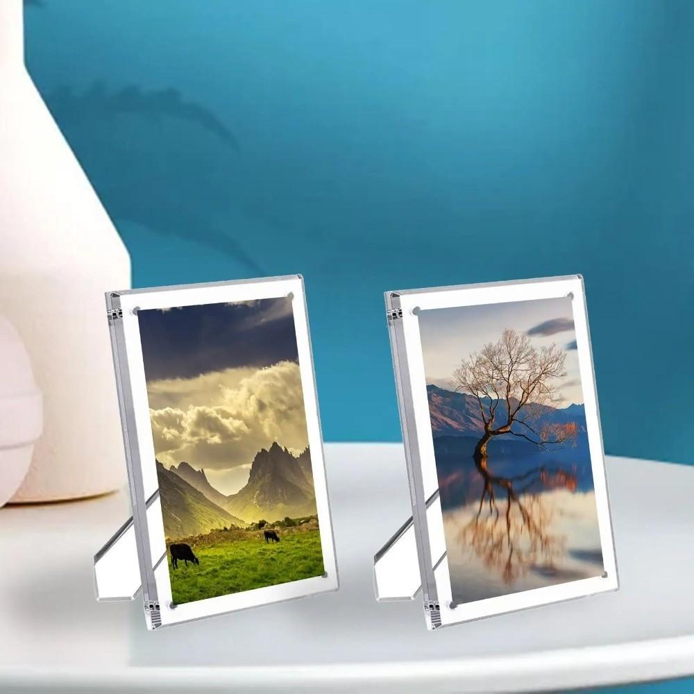 Minimalist Acrylic Magnetic Picture Frames with Stand Display Board Desktop Display