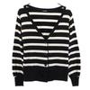 Rayon Blend Border Long Sleeve Cardigan XS White X Black Women Used