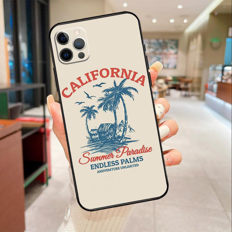 Чехол для телефона 'Пальмовый пляж Серфинг' для iPhone 16 15 14 11 12 13 17 Pro Max mini 15 Plus 16e 17 Air Защитная крышка