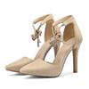 Lilyptuart High Heeled Sandals Women Summer Fashion Ankle Strap Cover Heel Hollow Out Heels Dance Shoes Pointed Toe Stiletto