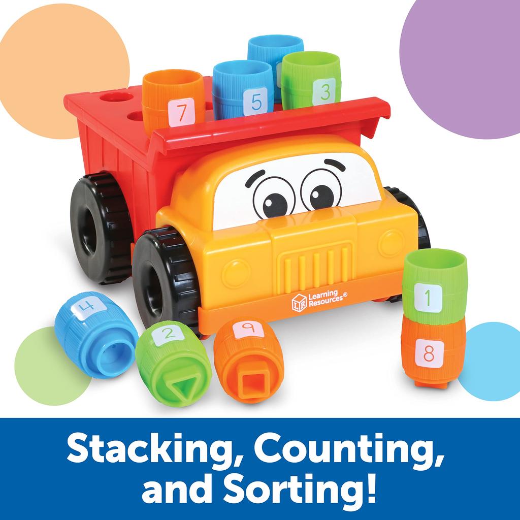 Learning Resources Load It Well! Dump Truck! Fingertip Educational Dump Truck Color, Shape, and Number Building Blocks LER9133 Authentic