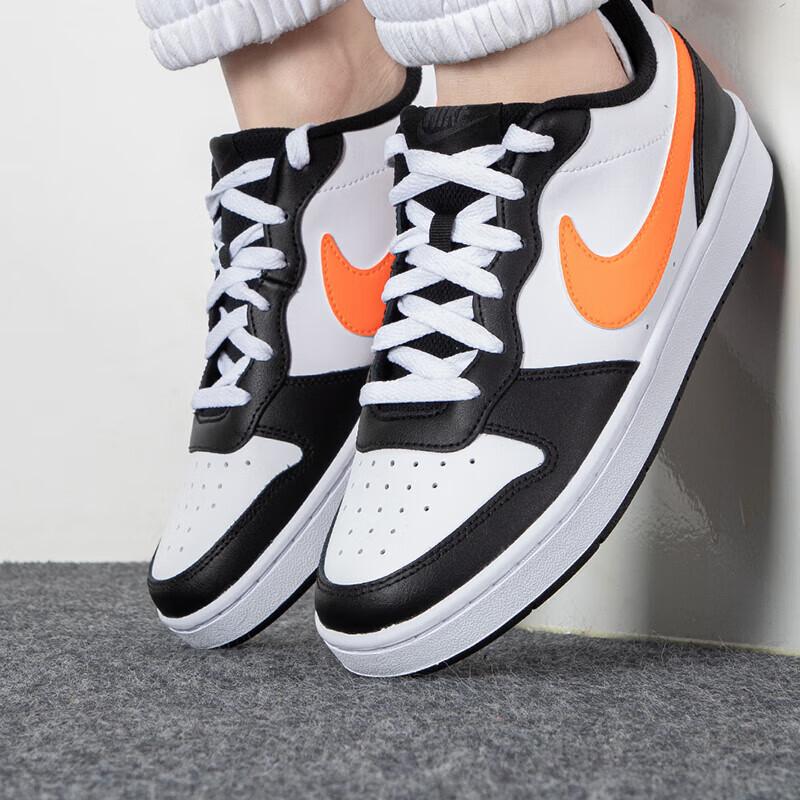 Nike Детские кроссовки Court Borough Low 2 GS Белый Черный Оранжевый Темно-Дымчато-Серый Total-Orange BQ5448-115