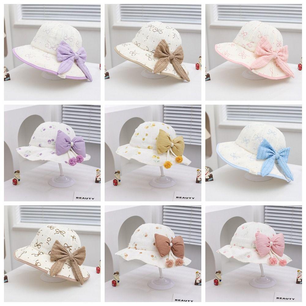 Kawaii Baby Fishermen Hat Bowknot Kids Bucket Hat Sunscreen Children Sun Hat Apparel Accessories