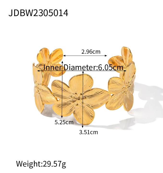 Jieding Европейский и Американский Стиль Женский Браслет из Нержавеющей Стали с Цирконами, Покрытый Настоящим Золотом. 