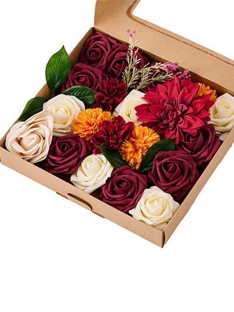 Искусственный георгин, роза, пион, комбинированный набор со стеблями для DIY, домашние свадебные композиции, вечеринка, свадебный букет, украшение для балкона, шелковая искусственная голова розы