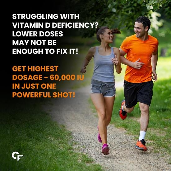 Carbamide Forte Vitamin D3 60000iu Shots | Vitamin D3 60000 Iu Sugar Free Oral Solution – 5ml Orange Flavour (Pack of 8)