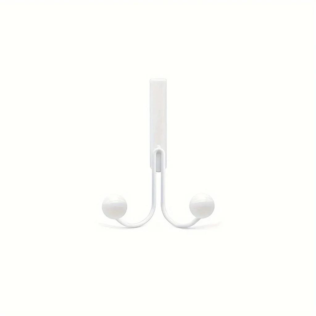 1pc Iron Double Bead Hooks, Bedroom Cabinet Back Hooks, Wall Hanging Coat Rack, Stainless Steel, Easy Installation