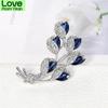 Exquisite Luxury High -Grade Blue Gem Rhinestone Flower Brooch For Women 'S Clothing With Alloy Pin
