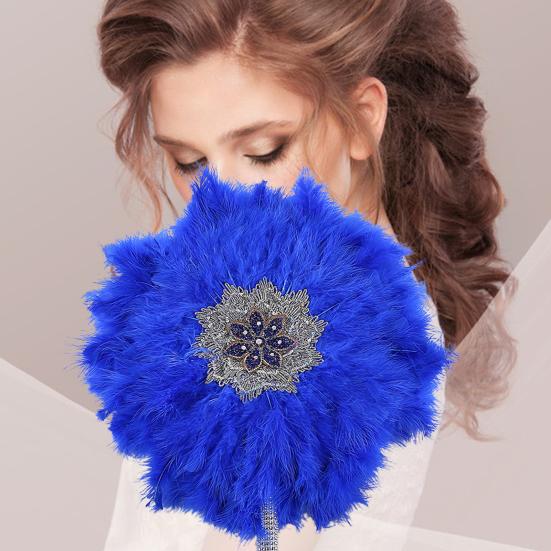 Подружка невесты с веером, большое круглое перо, односторонний реквизит для фотосессии со стразами, африканская невеста, ручная веер, свадебные принадлежности