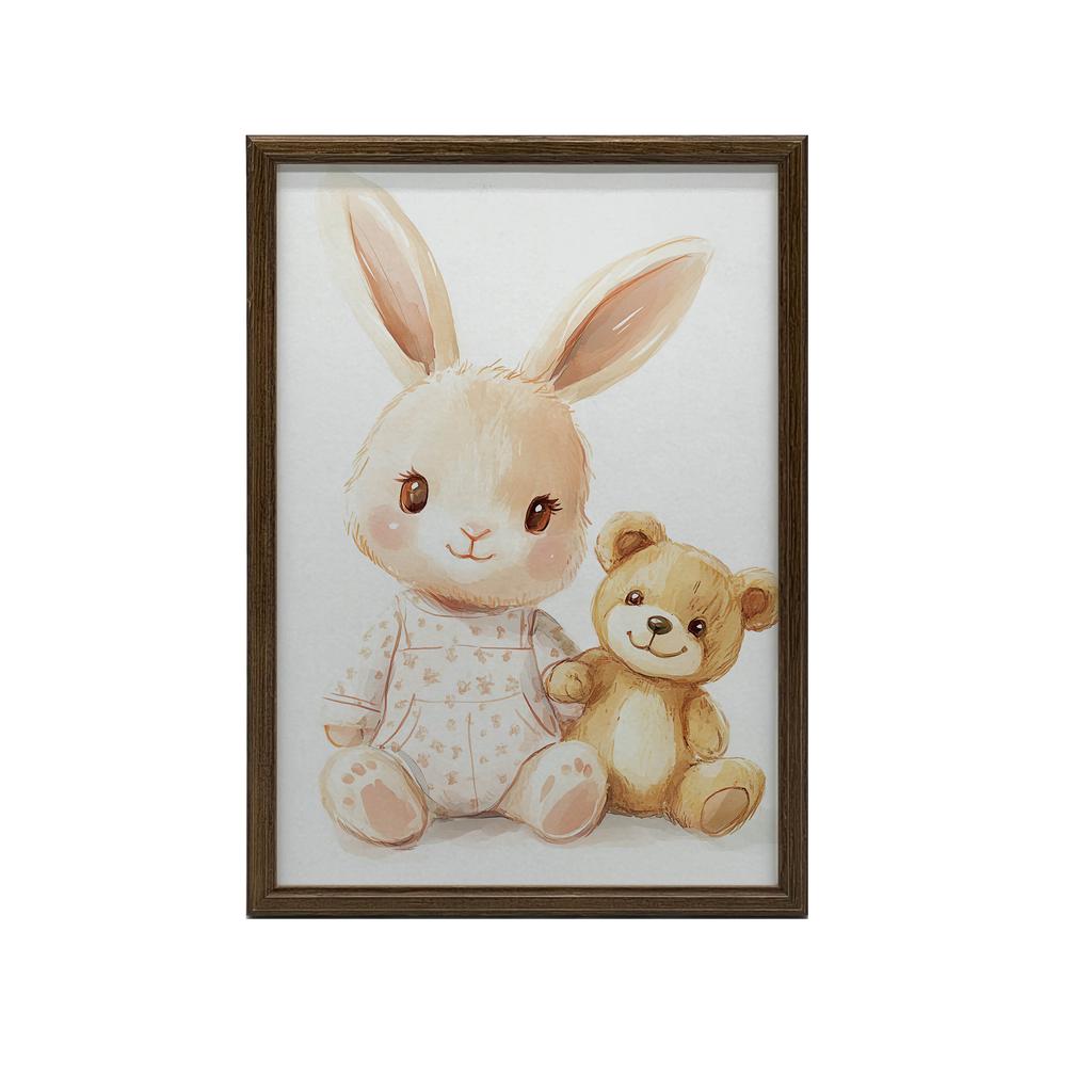 Plakat Uroczy Króliczek I Miś Plakat Uroczy Króliczek I Miś, 30X40 Cm, Rama Aluminiowa Czarna, Papier Matowy 230 Gsm