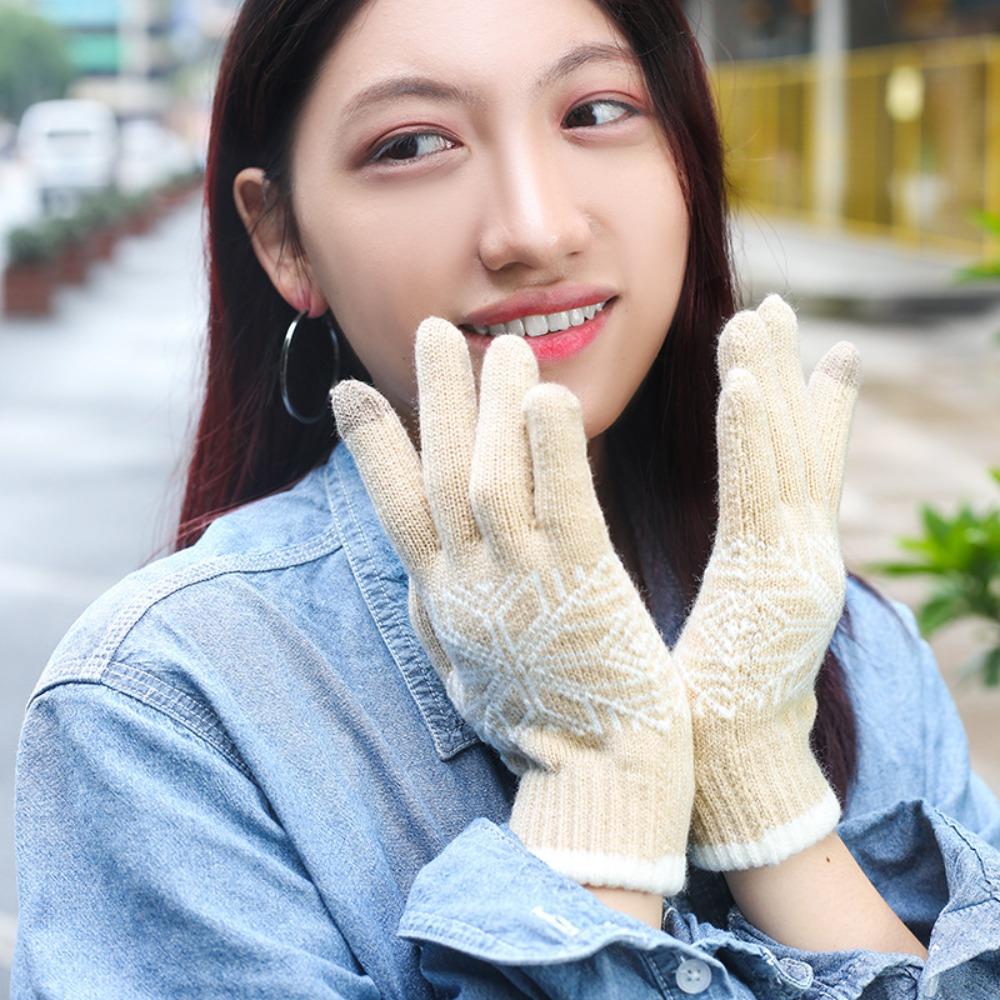Snow Hand Warmer Thickened Knitting Gloves New Full Finger Gloves Outdoor Indoor