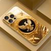Чехол для телефона из закаленного стекла с металлическим покрытием и узором «Золотой орел и самолет» для iPhone 11 12 13 14 15 16 17 Pro Max Plus 17Air 16E