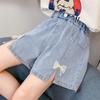 Korean Style Girls' Denim Shorts with Bows - Chic Summer Fashion Hot Pants for Kids