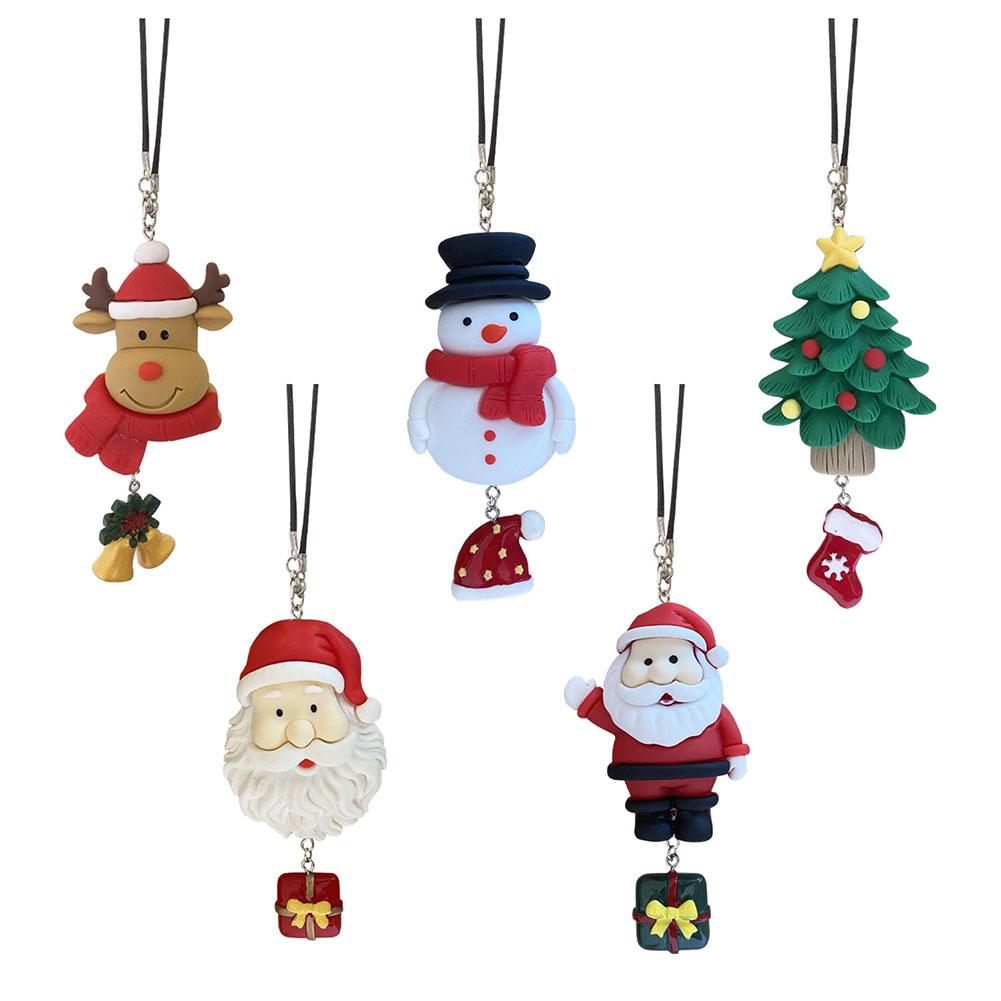 Рождественские украшения, кулон, мультяшный олень, снеговик, зеркало заднего вида, украшение, кулон, украшение интерьера автомобиля