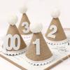 2Pcs Felt Baby Shower Hat 1st 2th 3th Years Party Hat Universal Burlap Hat Party