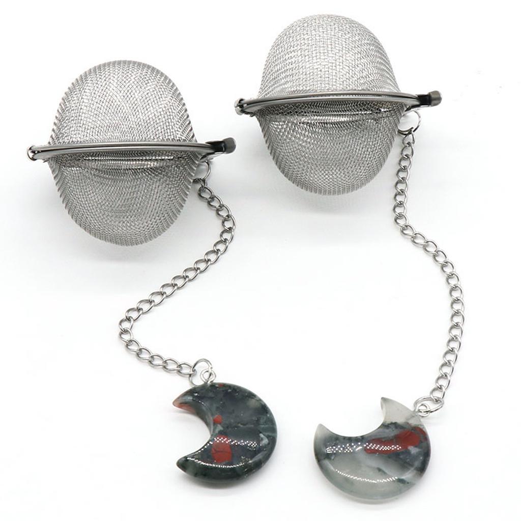 1 шт., сетчатый фильтр для чая, удлинительная цепочка в форме луны, искусственный кристалл, камень из нержавеющей стали, горячий горшок, специи, ситечко для чая, шар, кухонный шарик для чая