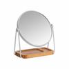 Basic Round Tabletop Vanity Mirror, Double-Sided, with Square Bamboo Tray, 1x/5x Magnification, Gold, 19.5 X 8.5 X 21.3 Cm (7.5 X 3.3 X 8.5 In)