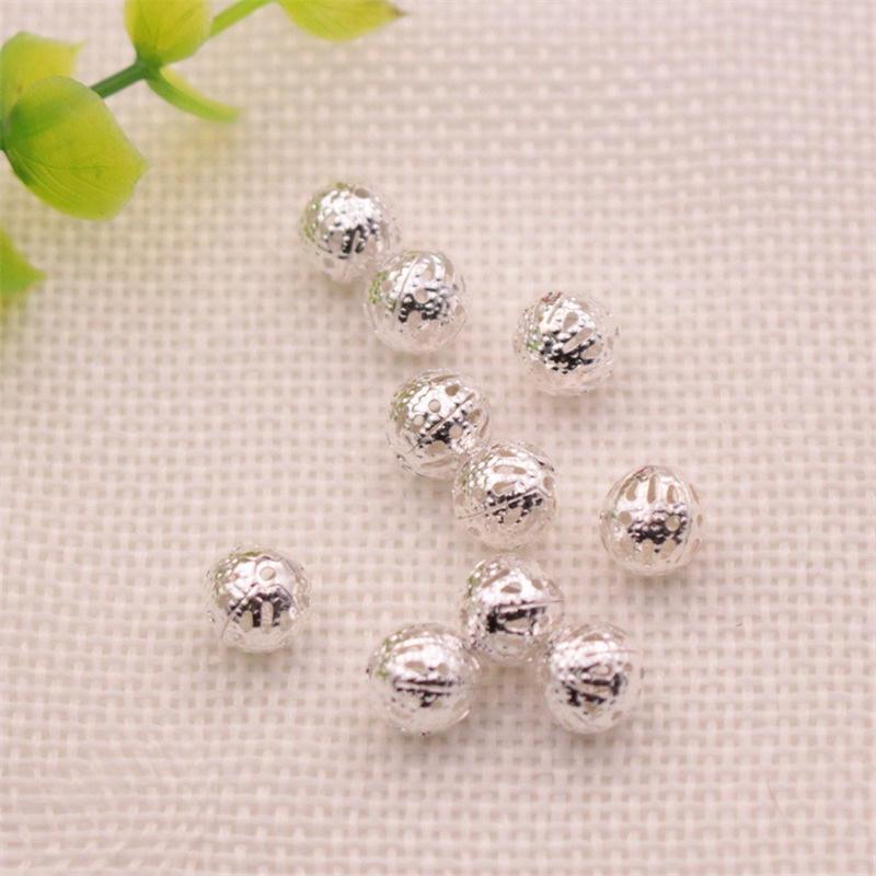 50Pcs DIY Manual Plated Gold Silver Hollow Beads Jewelry Accessories