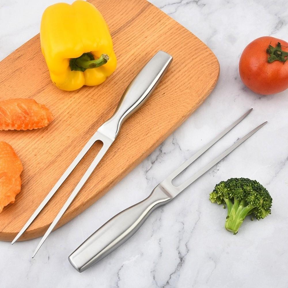 Stainless Steel BBQ Grill Fork Heat Resistant BBQ Utensils Meat Cooking Fork Kitchen
