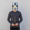 Handmade Crusader Templar Helmet with Golden Brass Cross, Wearable Medieval Knight Helmet