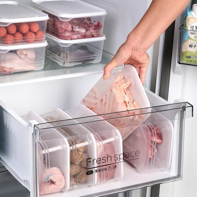 1 шт., холодильник, ящик для хранения продуктов, портативная кухонная герметичная коробка для хранения свежего мяса, холодильник, кухонный органайзер, контейнеры