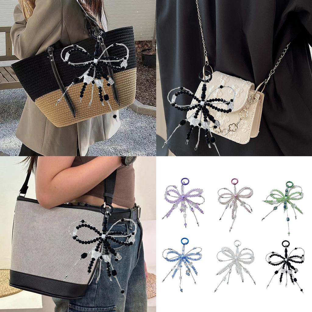 Beaded 3D Bowknot Charm Keychain Pendant Delicate Backpack Charm Fashion Phone Accessory Suitable for Various Occasion