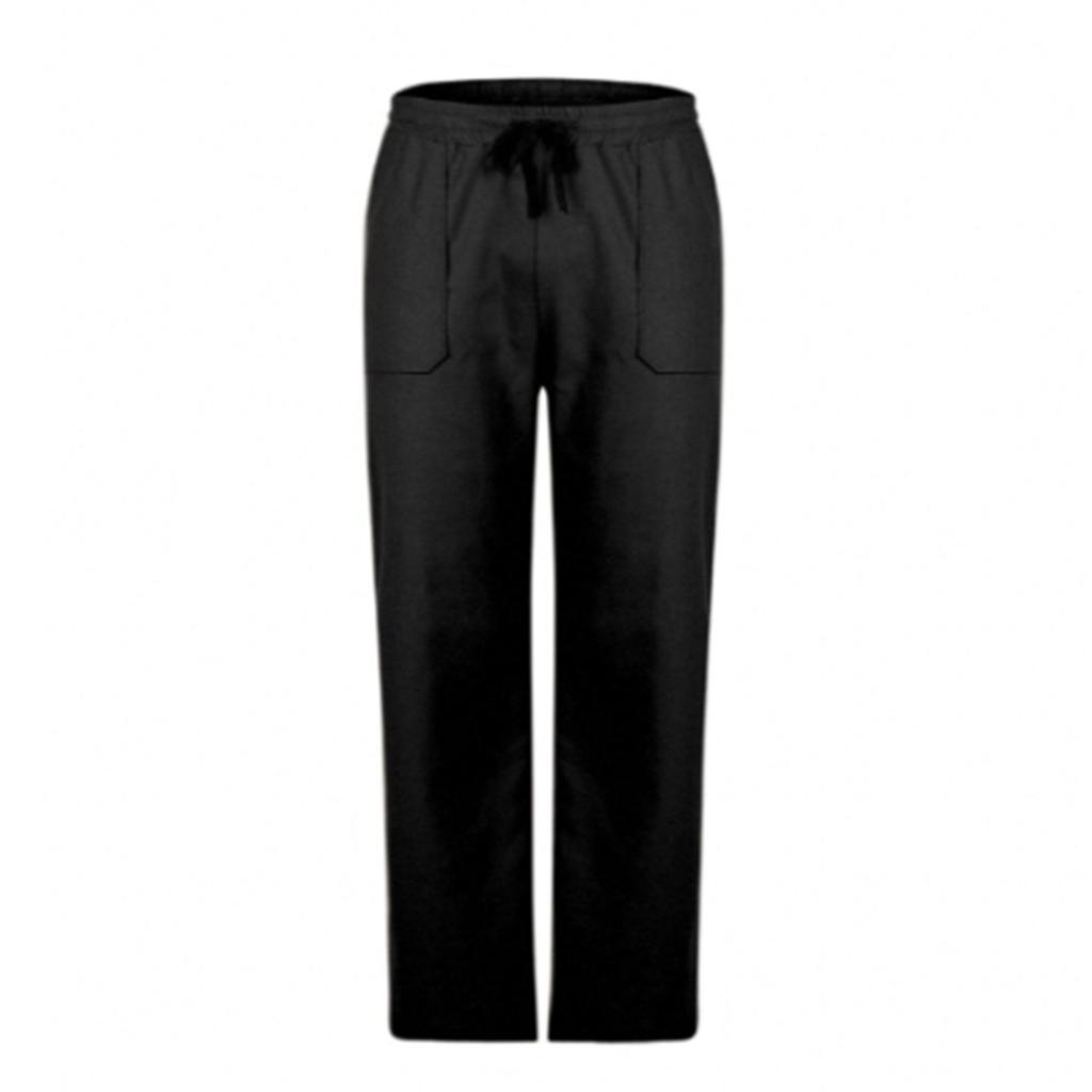 Повседневные брюки из хлопка и льна, мужские летние облегающие спортивные брюки с эластичным поясом и шнурком