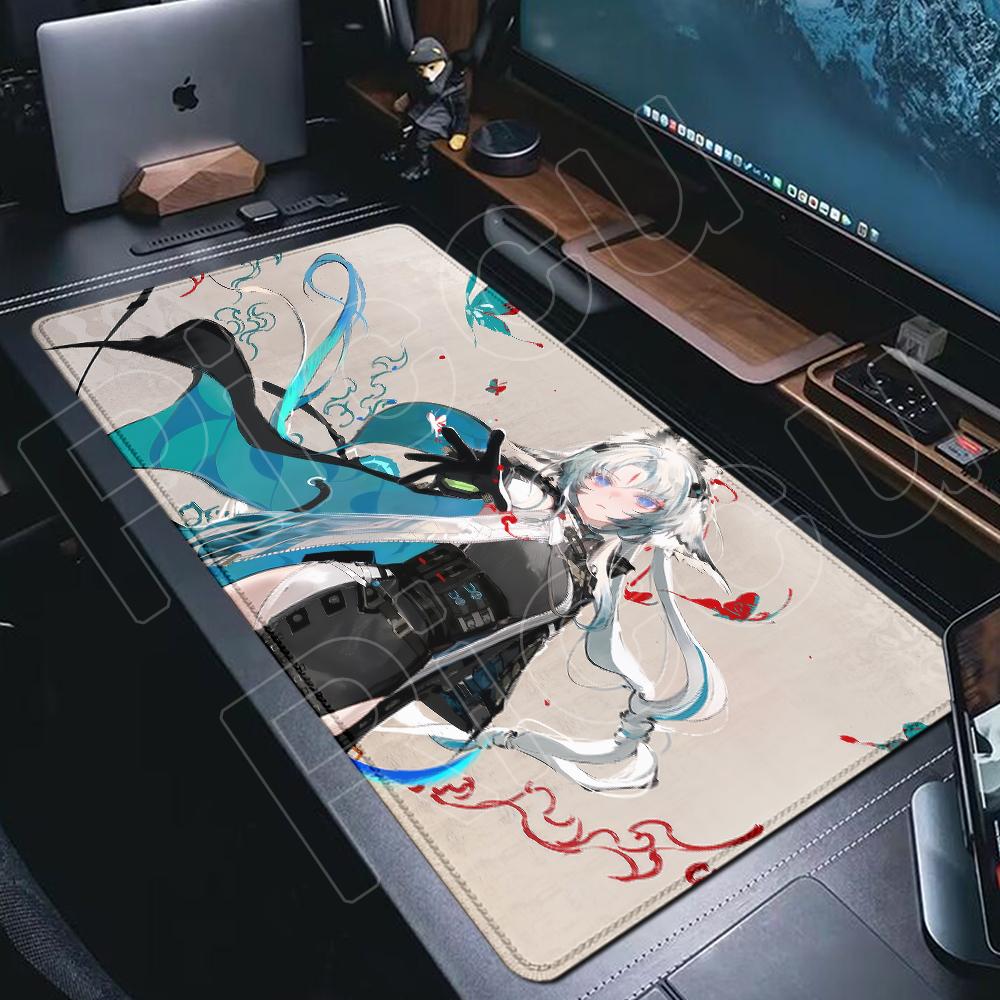 Большие Коврики для Мыши Arcane Arknights Endfield Аниме Девушка Прочный Прошитый по Краю Ковер Настольный Коврик Коврик для Мыши Аксессуары для ПК Стола