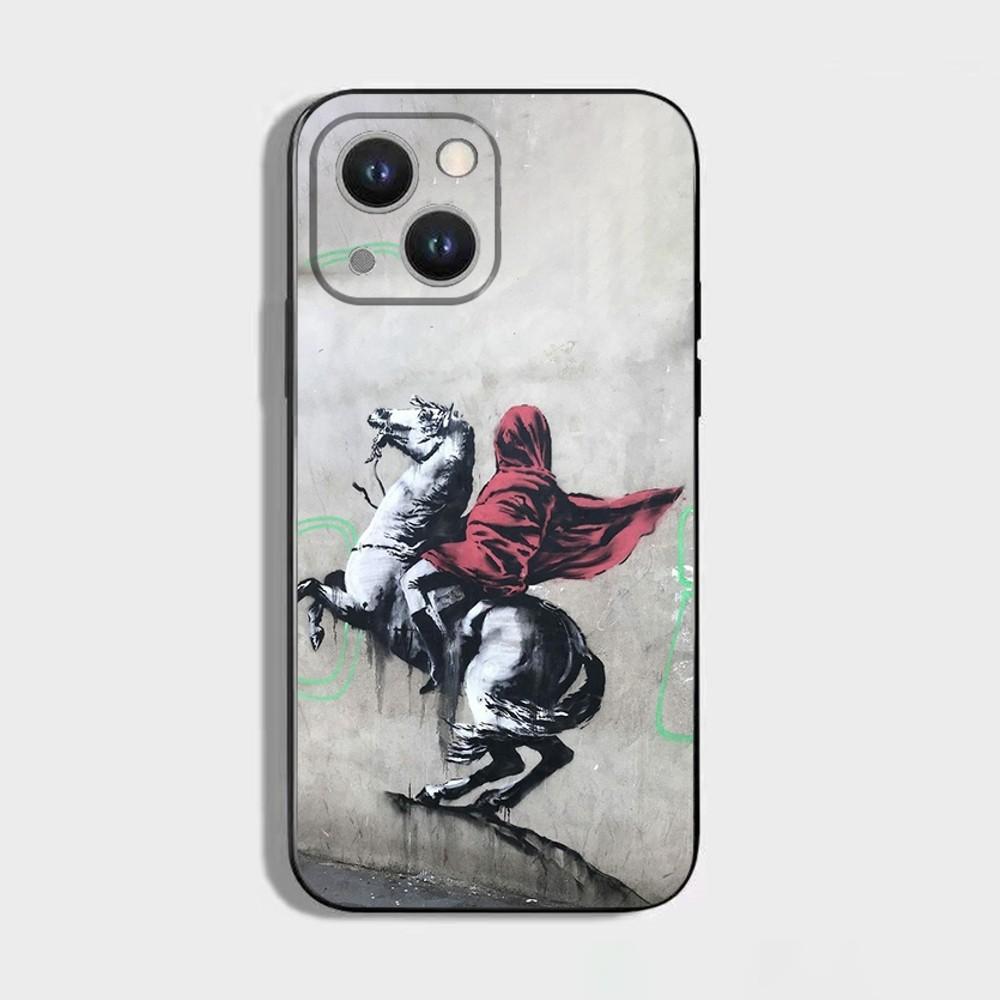 Чехол для телефона Street Art Banksy Graffiti для iPhone 16,15,14,13,12,11 Plus,Pro Max,XS,X,XR,SE,Mini,8,7, Мягкий силиконовый черный чехол
