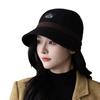 Autumn and winter new women's outdoor thermal cap fashionable wide-brimmed basin hat big head circumference showing face small equestrian hat