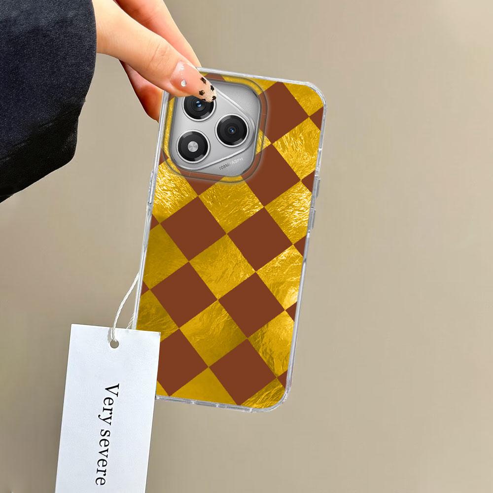 Черный клетчатый чехол-сетка для телефона Honor 400 200 90 Smart Pro Magic7 6 5 70 Lite X9a X9c X9b X8b X8a X8c X7c X7b X6c X6