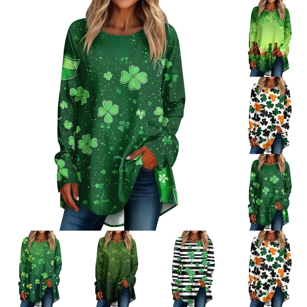 Женская свободная футболка с круглым вырезом и длинными рукавами, топ-пуловер с длинными рукавами