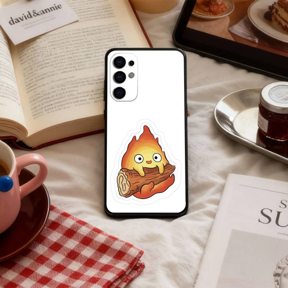 Аниме C-Cute C-Calcifer Чехол для телефона Samsung S 25,24,23,22,30,21,10,9,Ultra,Plus,Lite,FE,4,5 G Мягкий черный чехол