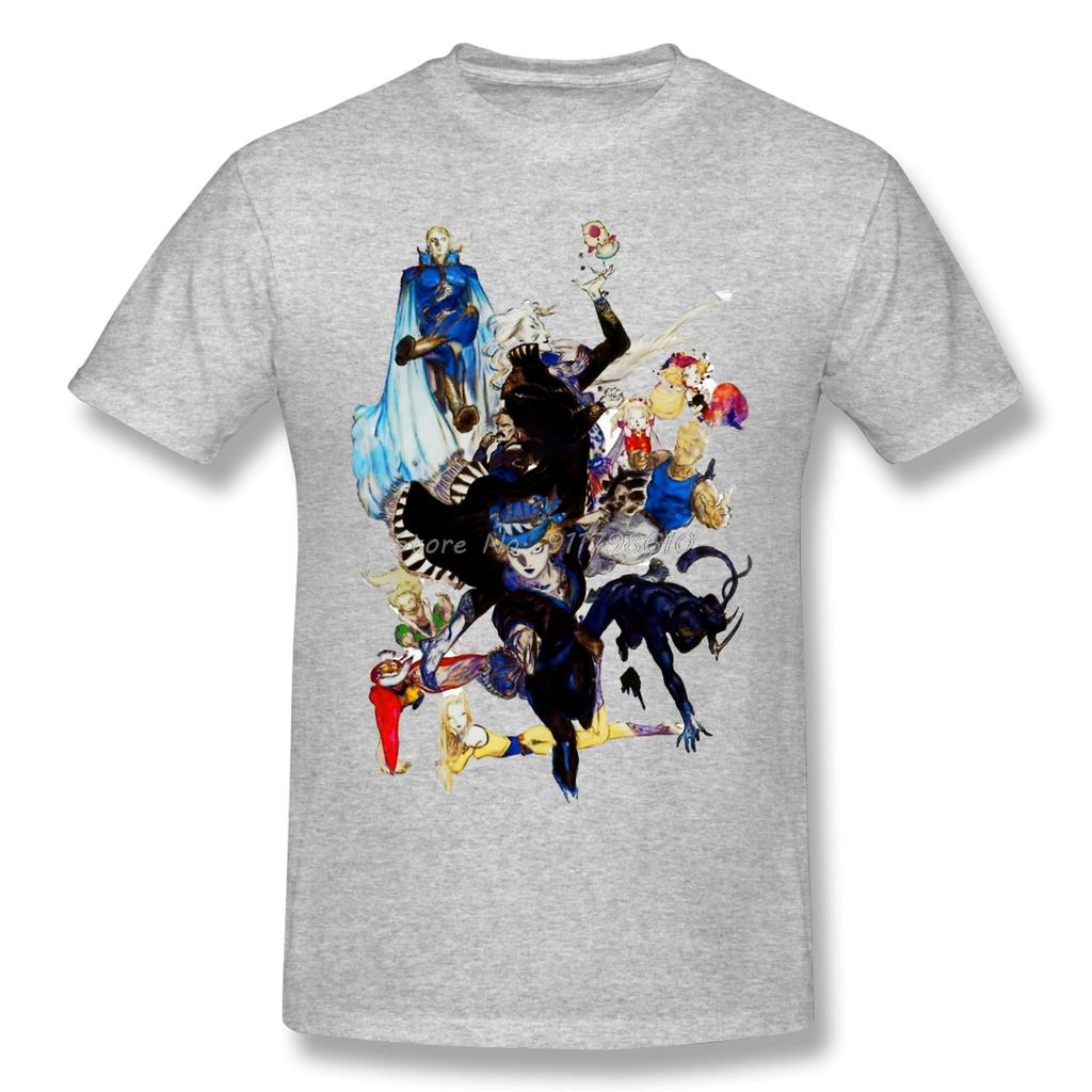 Футболка с главными персонажами Final Fantasy VI от Ёситаки Амано, белая, футболка с принтом Final Fantasy, летняя аниме, мужская уличная одежда Харадзюку