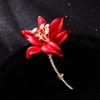 Lily Brooch High-End Ladies Red Drip Corsage Anti-Light Coat Pin