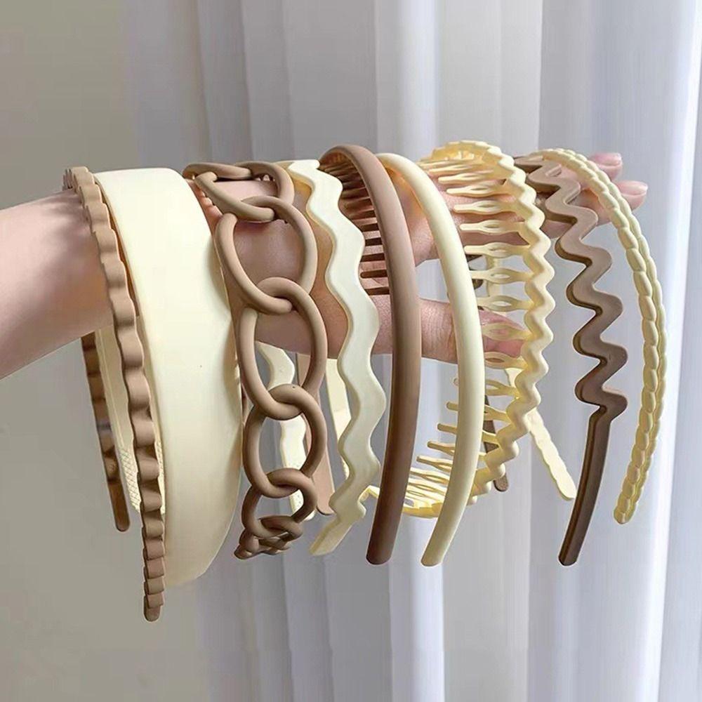 8Pcs Unisex Wavy Non-slip Hair Hoop Set Combing Hairbands Set Head Hoop Teeth Head Bands