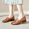 Women Pumps High Quality Black Genuine Leather Office High Heel Shoes Lady Round Toe Spring Autumn Casual Single Shoes