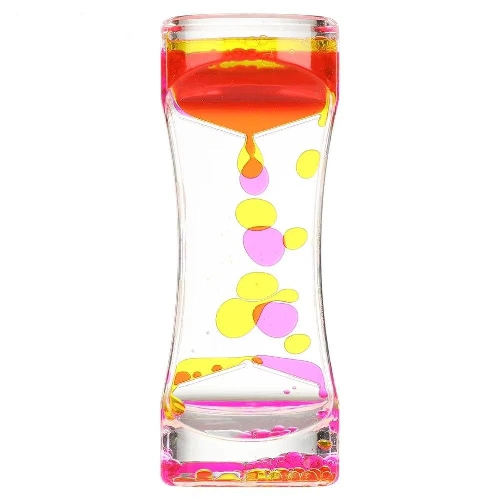 Double Colors Oil Hourglass Timer Creative Acrylic Movement Sensory Toys Visual Descending Sensory Bubble