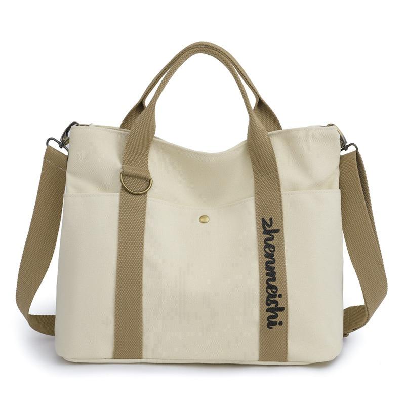 Женская сумка, большая вместимость, холщовая сумка, простая повседневная сумка на плечо, модная, легкая дорожная сумка на короткие расстояния
