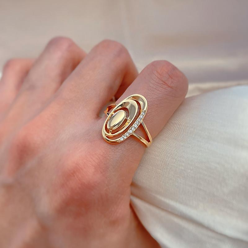 Женские кольца большого размера из розового золота Kinel Элегантные обручальные кольца