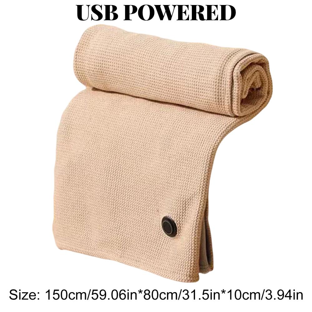 Wearable Electric Heated Blanket with 3 Heating Levels USB Heating Blanket Soft Zipper Heated Blanket Shawl Winter Warmer Scarf