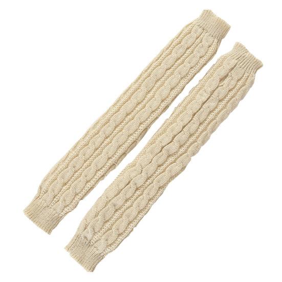 1 Pair Women Arm Warmer Thumbhole Elbow Length Stretchy Knitted Arm Sleeves Keep Warm Solid Color Fingerless Arm Gloves