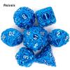7 Pcs Blue White Stripe Metal Dice Solid Metal Polyhedral Dice Set Suitable for Role-Playing RPG Board Game Card Game