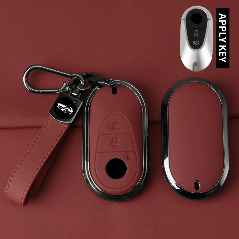 Styling Mouldings Metal Leather Car Key Case Cover For Mercedes Benz C E S Class GLC W206 W223 W214 E300 C260 C300 S450 S500 Key